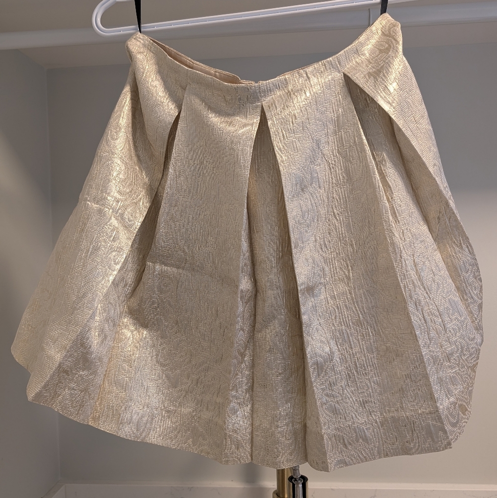 British Brand - Boutique By Jaeger - Champagne A-Line Mini Skirt WITH POCKETS